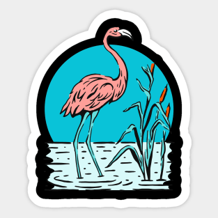 Pink Flamingo Nature Illustration Gift Sticker